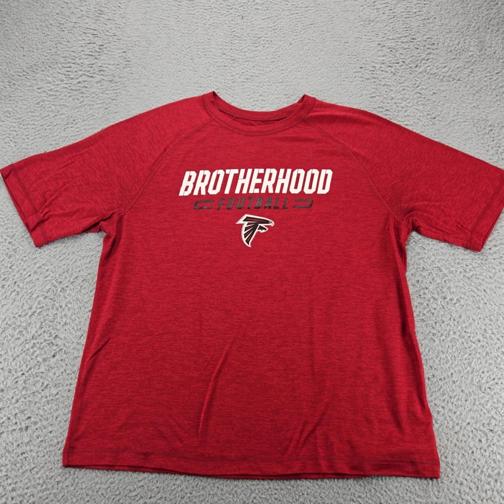 Atlanta Falcons Shirt Mens Large Red‎ NFL Football Brotherhood Spellout Logo